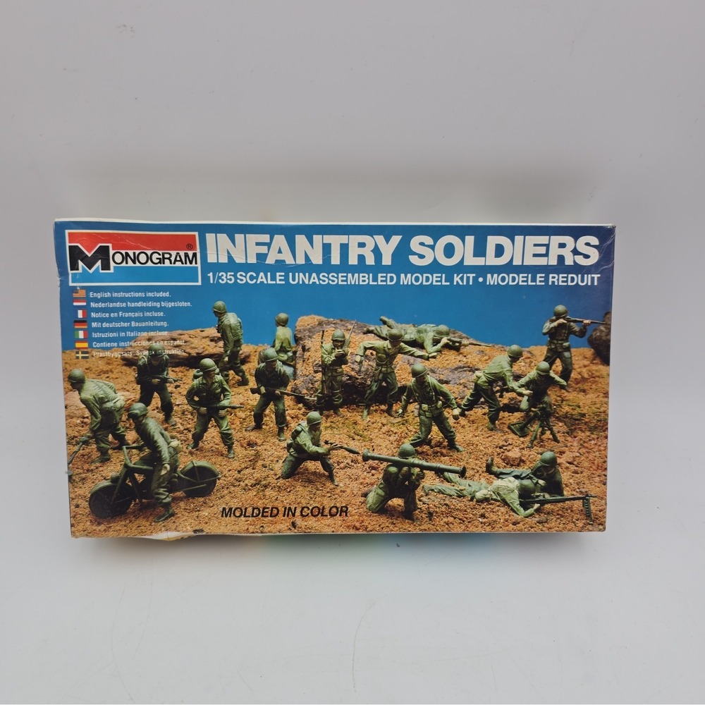Vtg Monogram US Infantry Soldiers WWII Model Kit 1/35 Scale 1982 World War 2